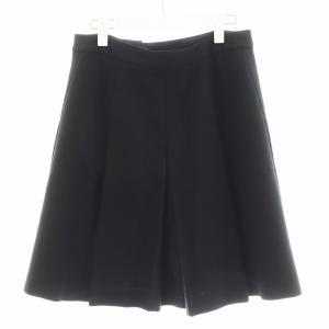 LOUIS VUITTON フレアスカート ひざ丈 ウール シルク 絹 40 黒 ブラック /AN20