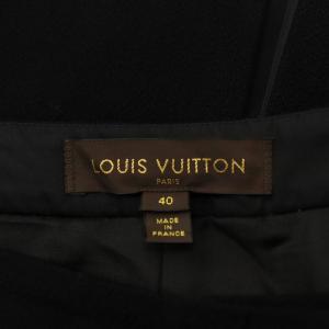 LOUIS VUITTON フレアスカート ひざ丈 ウール シルク 絹 40 黒 ブラック /AN20