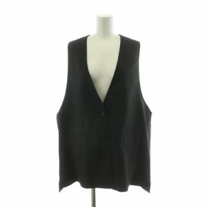 deep V neck wide vest ディープVネックワイドベスト ジレ シングル F ブラック