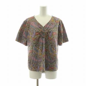 Leilian セットアップ 2点セット 上下 フレアスカート カットソー ロング ペイズリー Vネック 半袖 大きいサイズ