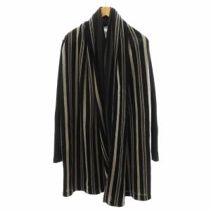 カーディガン ロング丈 ストライプ柄 長袖 M グレー 黒 ブラック 87338727-RC /AN25