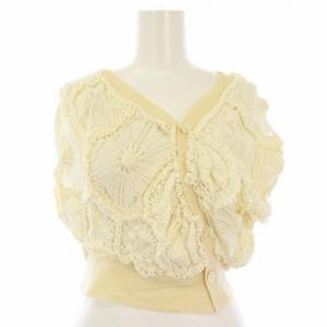 AD2006 コムデギャルソン カーディガン ニット レース 半袖 M アイボリー JS-N024 /TK