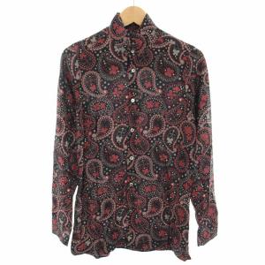シャツ バンドカラー 長袖 ペイズリー柄 1 赤 レッド 黒 ブラック A78MJ-5450-9333