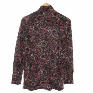Pretty Green シャツ バンドカラー 長袖 ペイズリー柄 1 赤 レッド 黒 ブラック A78MJ-5450-9333