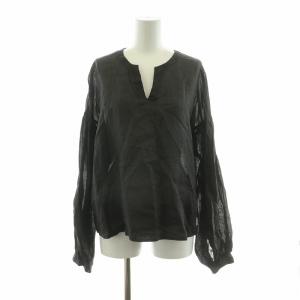 シャツ ブラウス 長袖 麻 リネン100％ 9 ブラック A1521FB /NQ