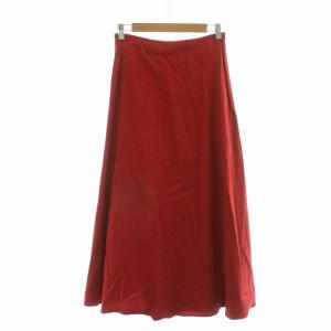 ECO CRNCH WASH ZOE E フレアスカート ミモレ ロング 麻 リネン 38 レッド 03-2207305-260