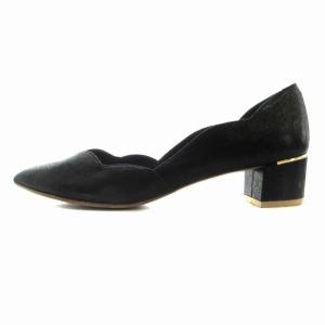 DIANA フェミニンパンプス ポインテッドトゥ スエード 24.5 黒 ブラック NJ14187 /RO