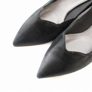 DIANA フェミニンパンプス ポインテッドトゥ スエード 24.5 黒 ブラック NJ14187 /RO