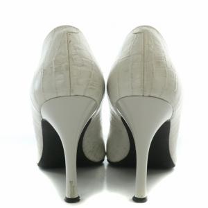 DIANA パンプス ポインテッドトゥ ハイヒール レザー 型押し 24.5cm ライトグレー /BB