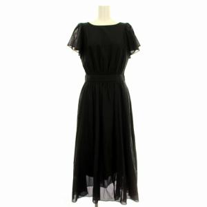 シアー ワンピース N2J05-737-09 半袖 ロング フレア 36 黒 ブラック /G