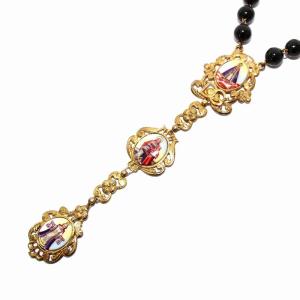 ロザリオ ブラックメノウ ネックレス ゴールドカラー ブラック