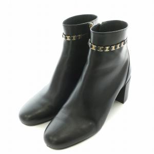 Salvatore Ferragamo ショートブーツ ラウンドトゥ チャンキーヒール レザー 6 黒 ブラック /BB