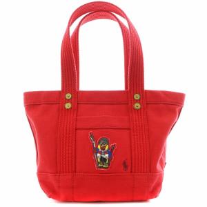 ポロベア トートバッグ ハンドバッグ キャンバス 赤 レッド /AN5