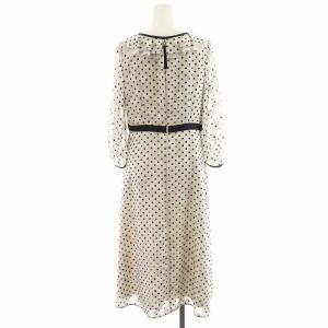 TO BE CHIC ダブルドットプリント ワンピース ロング丈 長袖 フリル リボン シアー シースルー 40 白 ホワイト