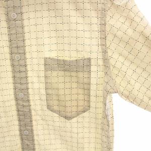 RRL ラルフローレン バンドカラー シャツ チェック コットン 長袖 1 白 アイボリー /YM