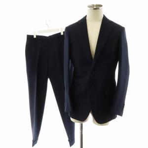 17SS スーツ セットアップ テーラードジャケット シングル パンツ スラックス ストレッチ S 紺