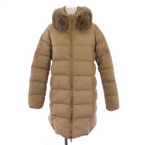 LEXYDUE ダウンコート ロング ジップアップ ファー付き 38 ベージュ 192-D0415431N00-11620-FM