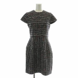 フレアワンピース ひざ丈 半袖 クルーネック ツイード ウール混 38 マルチカラー /BB