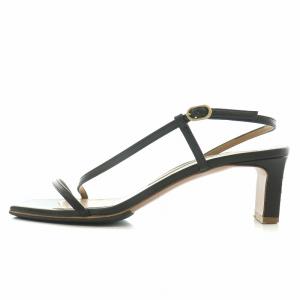 PELLICO ストラップサンダル スクエアトゥ チャンキーヒール レザー 36.5 黒 ブラック /BB