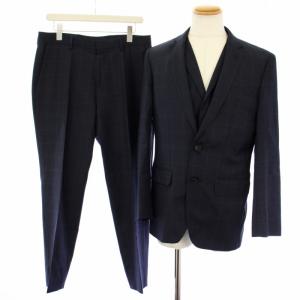 ウインドウペン スリーピース シングルスーツ 上下 テーラードジャケット ベスト パンツ スラックス 48