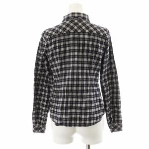 BURBERRY BLUE LABEL シャツ ブラウス 長袖 チェック柄 リボン 36 黒 ブラック E1M29-467-09 /AN44