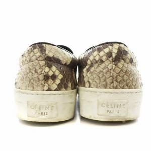 CELINE スニーカー シューズ スリッポン パイソンレザー 37 ベージュ 336121 /AN17 D