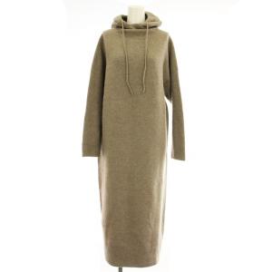 ニットワンピース パーカー 085-57100 カシミヤ混 ロング 長袖 38 ライトブラウン 茶 /G