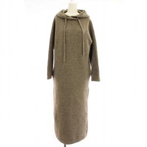 ニットワンピース 2810300519 パーカー ロング 長袖 S グレージュ /G