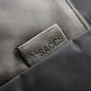 Y'saccs リュックサック デイバッグ ナイロン レザー切替 黒 ブラック /G