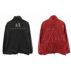 A/X ARMANI EXCHANGE リバーシブルジャケット ナイロンジャケット アウター ロゴプリント L 黒 ブラック 赤 レッド /YT