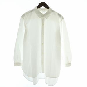 シャツ ブラウス 長袖 レギュラーカラー 無地 M 白 ホワイト /BB