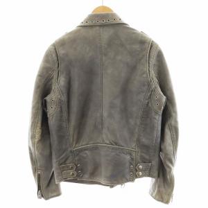 DIESEL L-KIOV ライダースジャケット ダブル 牛革 ユーズド加工 M グレー /AN19