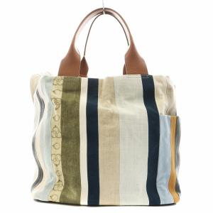 genten ルオーロ ハンドバッグ 2way ストライプ キャンバス マルチカラー