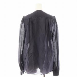 Drawer シャツ ブラウス 長袖 フリル コットン シルク混 絹 38 紫 パープル 6521-299-0117