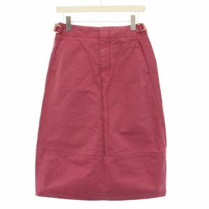 コットンツイルウエストベルトスカート ロング フレア タグ付き 38 ワイン 6524-299-1622