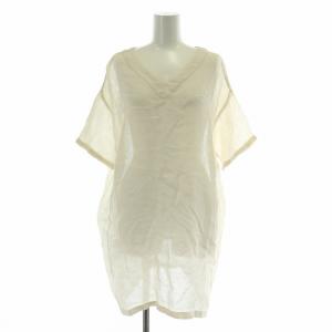 リネンボイルチュニック カットソー 半袖 Vネック 無地 F ライトベージュ E211T143 /BB