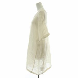 evam eva evameva エバムエバ リネンボイルチュニック カットソー 半袖 Vネック 無地 F ライトベージュ E211T143 /BB