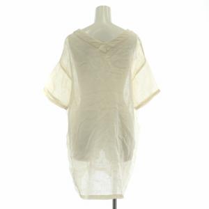 evam eva evameva エバムエバ リネンボイルチュニック カットソー 半袖 Vネック 無地 F ライトベージュ E211T143 /BB