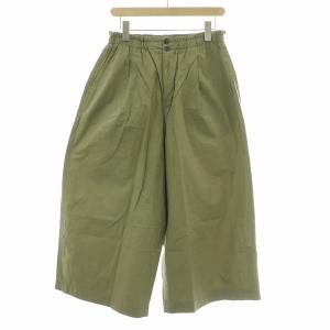 コットンタイプライターパンツ タック ワイド イージー ウエストゴム ジップフライ M カーキ PL91FF017
