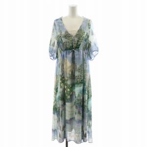 ワンピース 花柄 レース M ライトブルー グリーン 3115240