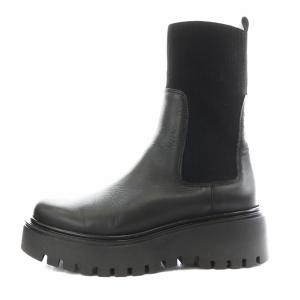 サイドゴアブーツ ショートブーツ リブニット 36 黒 ブラック 4405-35 /AN11