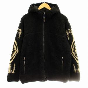 フリース ボアジャケット 2475-9016 ネイティブ柄 ブルゾン パーカー フード M 黒 ブラック