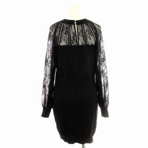 SNIDEL 23AW レースドッキングニットワンピース SWNO235023 花柄 レース 長袖 ワンピース F 黒