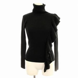 タートルネック ニット 0509-080-194 長袖 フリル リブニット 36 黒 ブラック /G