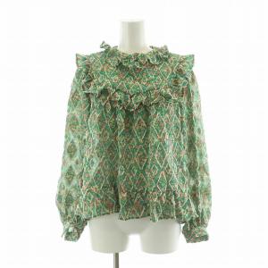 franche lippée セットアップ フレアスカート シャツ ブラウス 長袖 花柄 M グリーン 4160139 /NQ