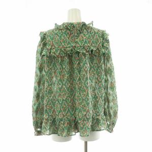 franche lippée セットアップ フレアスカート シャツ ブラウス 長袖 花柄 M グリーン 4160139 /NQ