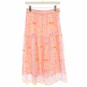 ミニチュアコレクタースカート ロング フレア イージー 総柄 M ピンク 4165079 /YT