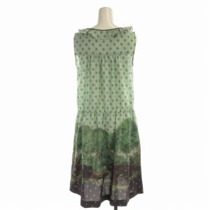 franche lippée ワンピース ひざ丈 総柄 ノースリーブ M 緑 グリーン 9110340 /EE