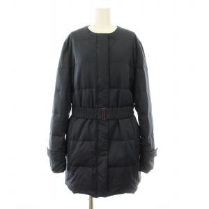 CM CM HW 0434 ダウンコート ロング ノーカラー ジップアップ ベルト付き 大きいサイズ 48