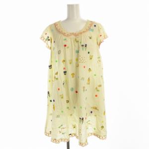 ワンピース ひざ丈 総柄 刺繍 M アイボリー 7210530 /EE